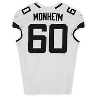 Jonah Monheim Jacksonville Jaguars Game-Used #60 White Nike Jersey vs. Tennessee Titans on November 30, 2025