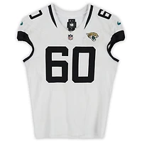 Jonah Monheim Jacksonville Jaguars Game-Used #60 White Nike Jersey vs. Tennessee Titans on November 30, 2025