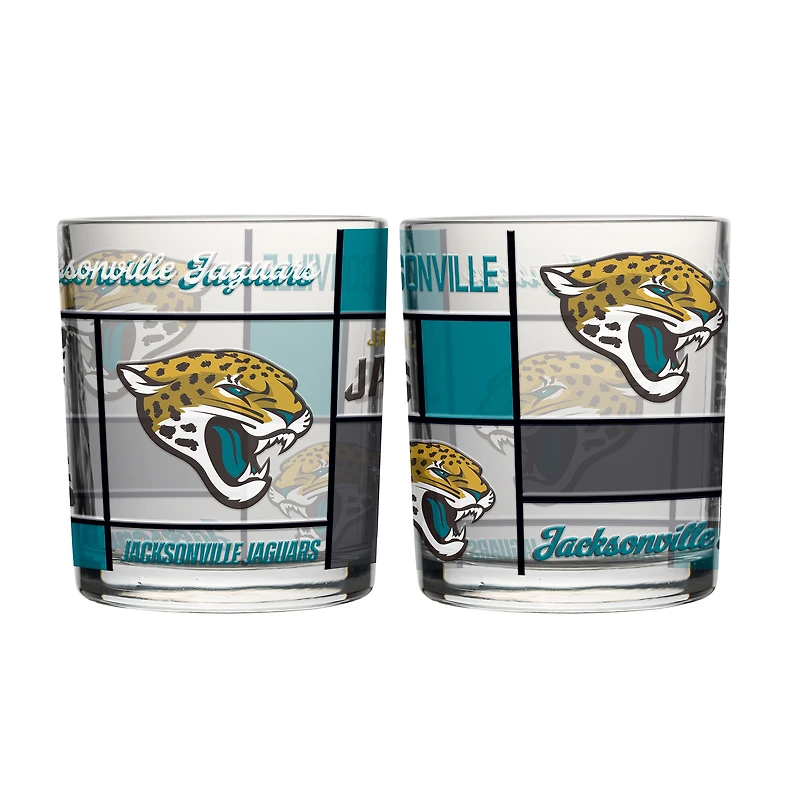 Ensemble de deux verres à whisky matelassés et teintés Logo Brands Jacksonville Jaguars, 35 cl
