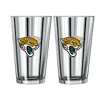 Ensemble de deux verres à bière rayés de 473 ml (16 oz) aux couleurs des Jaguars de Jacksonville (Logo Brands)