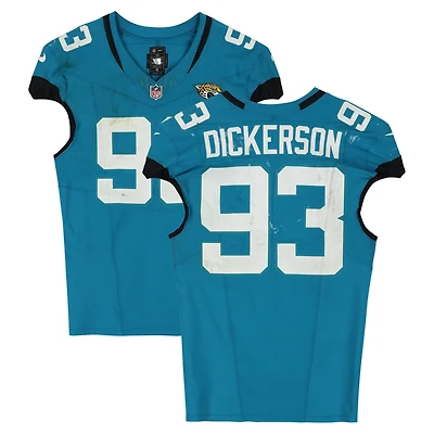 Matt Dickerson Jacksonville Jaguars Game-Used #93 Teal Nike Jersey vs. New York Jets on December 14, 2025