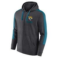 Sweat à capuche zippé pour homme Fanatics Heather Charcoal Jacksonville Jaguars Gains