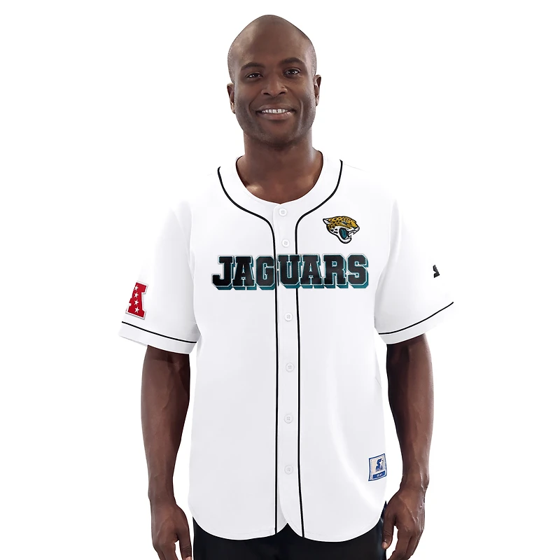 Men's Starter White Jacksonville Jaguars Relay Full-Button Baseball Jersey
