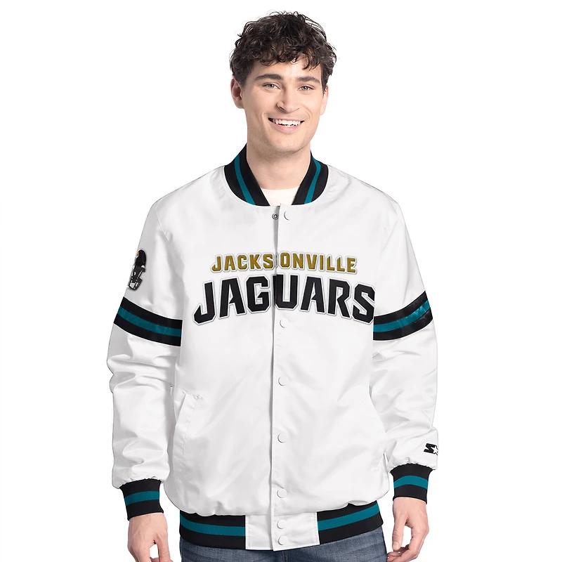 Veste universitaire blanche à boutons-pression Jacksonville Jaguars Scout pour homme