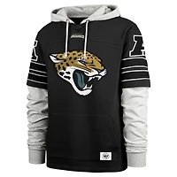 Men's '47 Black Jacksonville Jaguars Double Header Blitz Cornerback Pullover Hoodie