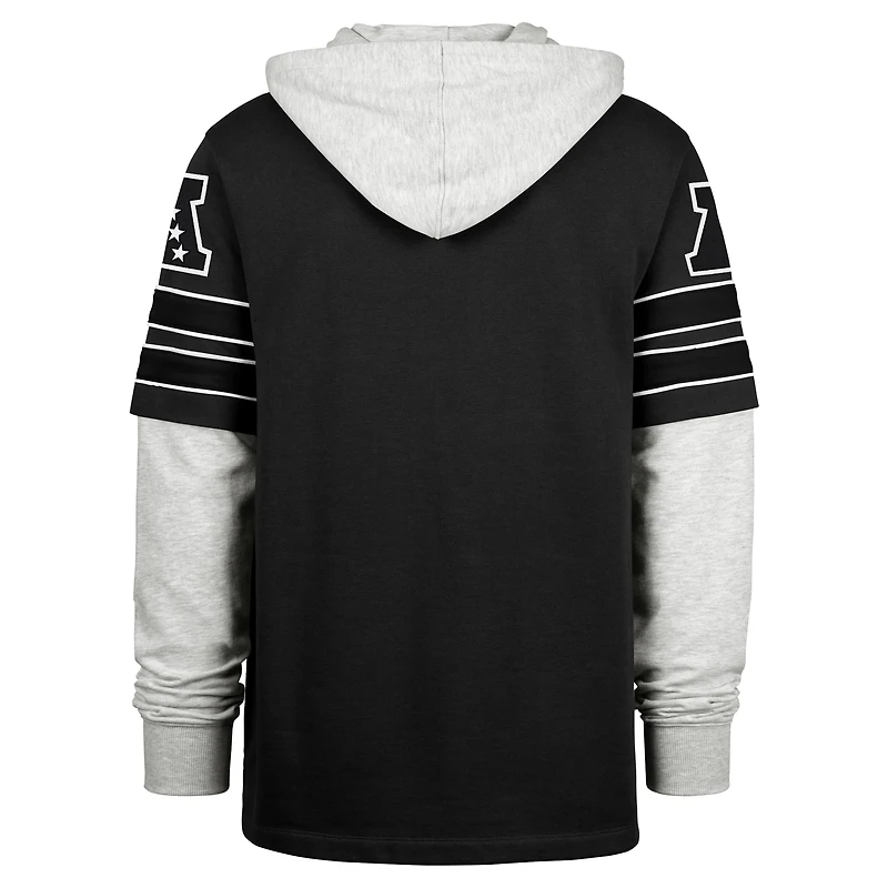 Men's '47 Black Jacksonville Jaguars Double Header Blitz Cornerback Pullover Hoodie