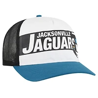 Men's '47 White/Teal Jacksonville Jaguars Stack Line Hitch Trucker Adjustable Hat
