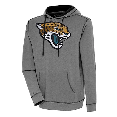 Men's Antigua  Black/White Jacksonville Jaguars Axe Bunker Tri-Blend Pullover Hoodie