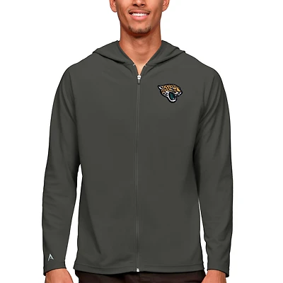 Sweat à capuche zippé intégral pour homme, logo Legacy des Jaguars de Jacksonville, couleur charbon Antigua