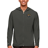 Sweat à capuche zippé intégral pour homme, logo Legacy des Jaguars de Jacksonville, couleur charbon Antigua
