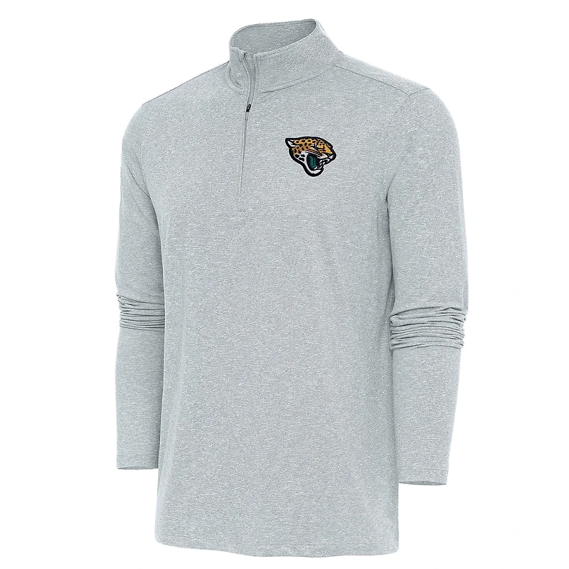 Pull à col rond zippé Hunk gris chiné Antigua pour homme, des Jaguars de Jacksonville