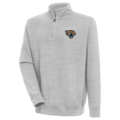 Pull à col rond zippé Victory Antigua gris chiné pour homme des Jaguars de Jacksonville