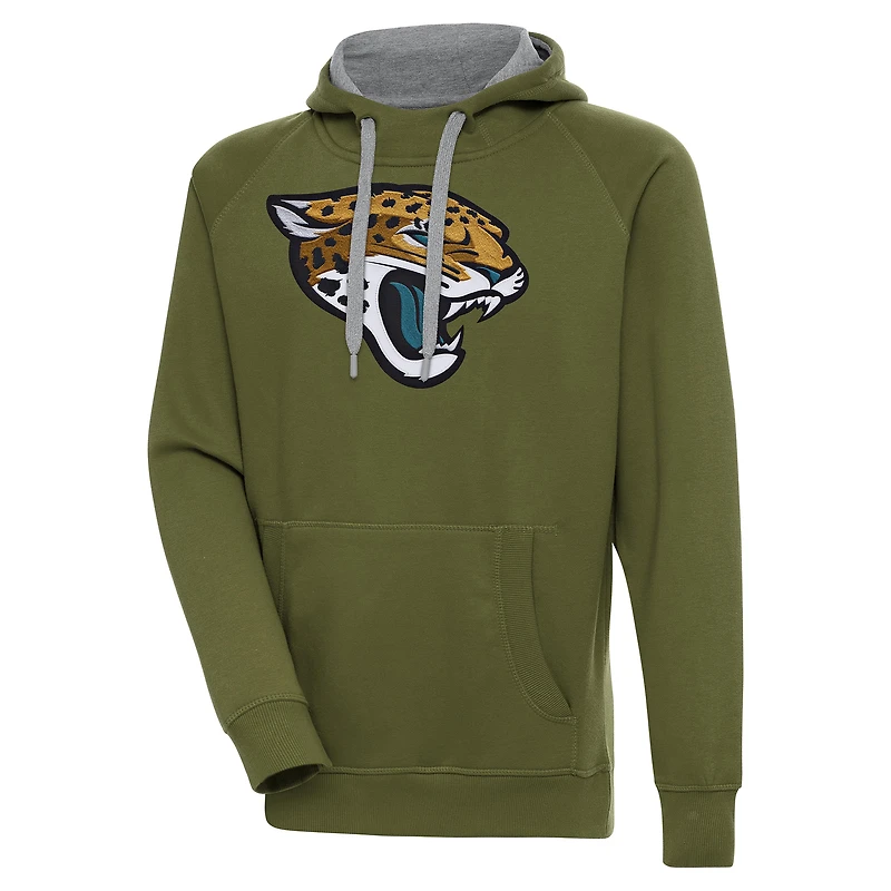Sweat à capuche pour homme Antigua Olive Jacksonville Jaguars avec logo Victory
