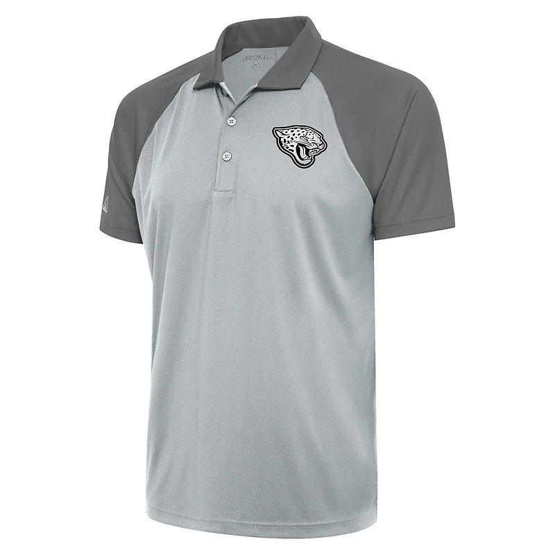 Men's Antigua Silver/Gray Jacksonville Jaguars Metallic Logo Nova Polo