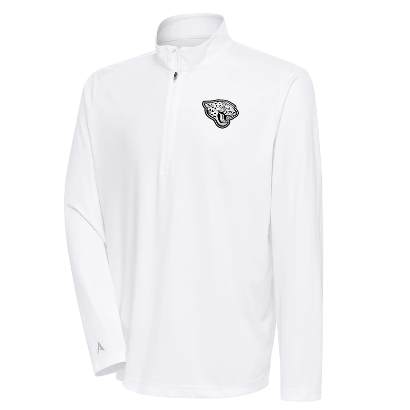 Haut à fermeture éclair quart de tour pour homme, logo métallique des Jaguars Jacksonville, blanc Antigua