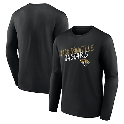 T-shirt à manches longues noir Jacksonville Jaguars Hustle pour homme