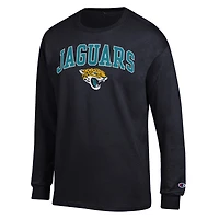 T-shirt à manches longues Champion noir pour homme, logo des Jaguars de Jacksonville en arc cercle