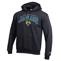 Sweat à capuche Champion noir pour homme, modèle Jacksonville Jaguars, Powerblend, avec logo en arc.