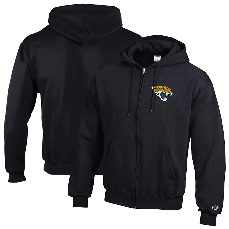 Sweat à capuche zippé Champion noir Jacksonville Jaguars en polaire Powerblend pour homme