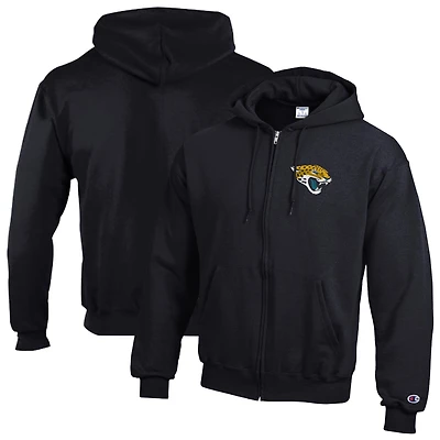 Sweat à capuche zippé Champion noir Jacksonville Jaguars en polaire Powerblend pour homme