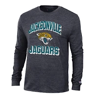 Men's Champion Heather Black Jacksonville Jaguars Ultimate Tri-Blend Long Sleeve T-Shirt