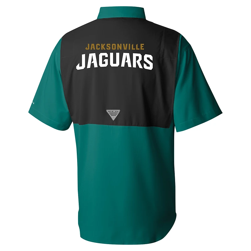 Men's Columbia  Green Jacksonville Jaguars Tamiami Color Block Omni-Shade Button-Down Shirt