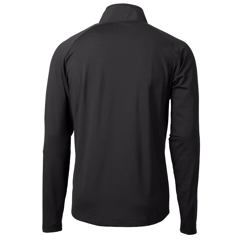 Pull-over hybride recyclé à fermeture éclair quart de tour pour homme, Cutter & Buck, noir, avec casque des Jaguars Jacksonville, en tricot écologique Adapt