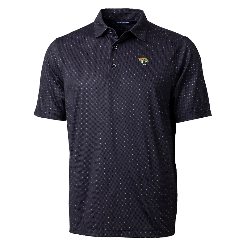 Men's Cutter & Buck Black Jacksonville Jaguars Pike Double Dot Print Stretch Polo