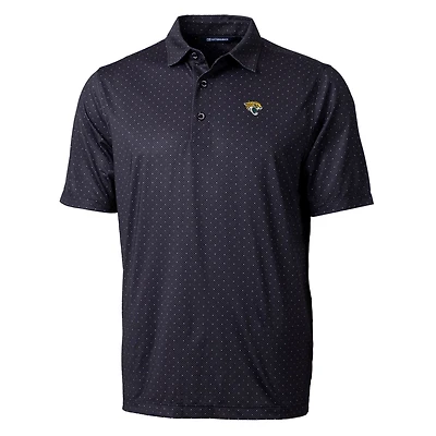 Men's Cutter & Buck Black Jacksonville Jaguars Pike Double Dot Print Stretch Polo