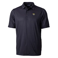 Men's Cutter & Buck Black Jacksonville Jaguars Pike Double Dot Print Stretch Polo