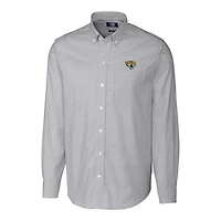 Chemise boutonnée extensible à manches longues et rayures en tissu Oxford pour homme, couleur anthracite, style coupe-vent Jacksonville Jaguars, grande taille