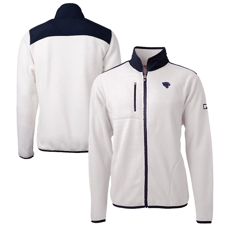 Veste polaire zippée intégrale Cascade Eco Sherpa pour homme, couleur crème, Cutter & Buck, Jacksonville Jaguars, grande taille