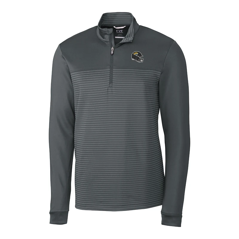 Pull-over extensible à rayures Traverse et quart de zip pour homme, gris, Cutter & Buck, des Jaguars Jacksonville
