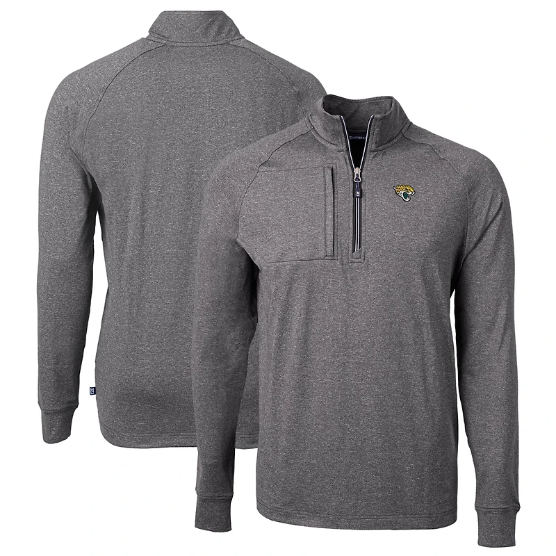 Pull-over zippé quart de tour en tricot écologique Adapt Big & Tall des Jaguars Jacksonville, noir chiné, pour homme, Cutter Buck