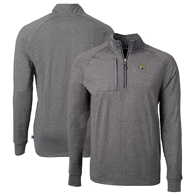 Pull-over zippé quart de tour en tricot écologique Adapt Big & Tall des Jaguars Jacksonville, noir chiné, pour homme, Cutter Buck