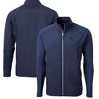 Veste hybride recyclée entièrement zippée en tricot écologique Adapt pour homme, bleu marine, des Jaguars de Jacksonville, taille grande et taille, Cutter & Buck