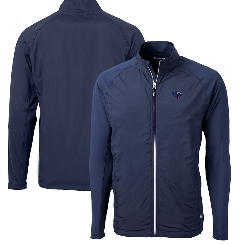 Men's Cutter & Buck Navy Jacksonville Jaguars Big Tall Adapt Eco Knit Hybrid Recycled Full-Zip Jacket