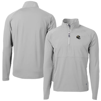 Pull-over hybride recyclé à fermeture éclair quart de tour pour homme, Cutter & Buck Silver, motif casque des Jaguars Jacksonville, en tricot écologique Adapt