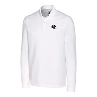 Polo piqué tri-blend blanc à manches longues pour homme, Cutter & Buck, avec logo des Jaguars de Jacksonville