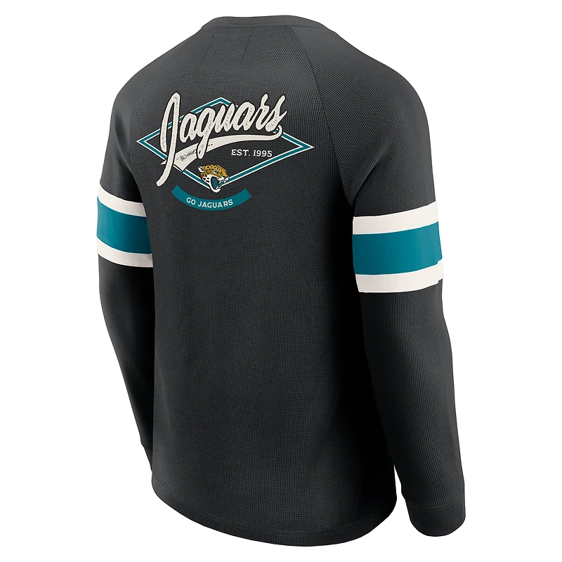 Men's Darius Rucker Collection by Fanatics Black Jacksonville Jaguars Waffle-Knit Raglan Long Sleeve Henley T-Shirt