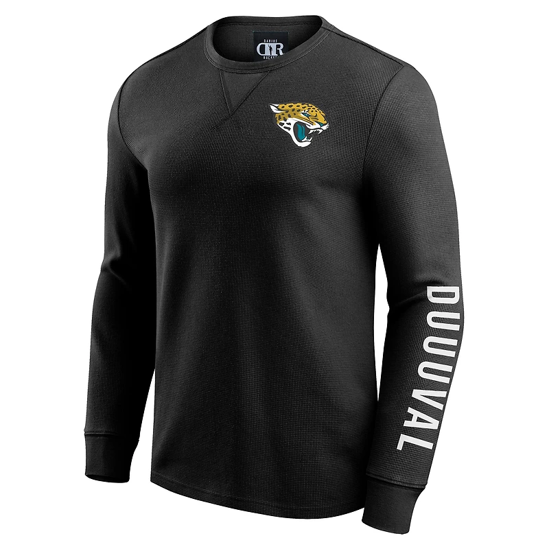 Men's Darius Rucker Collection by Fanatics Black Jacksonville Jaguars Washed Waffle-Knit Long Sleeve T-Shirt