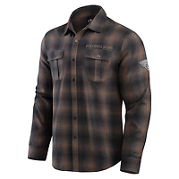 Chemise boutonnée à manches longues classique en flanelle pour homme de la collection Darius Rucker Fanatics, couleur tan, des Jaguars Jacksonville