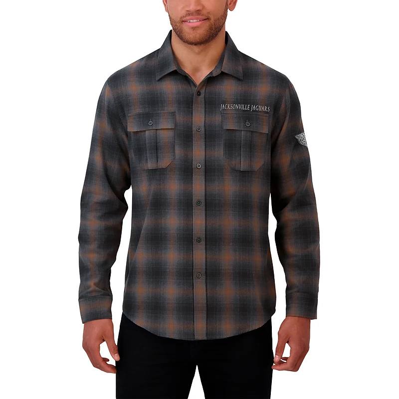 Men's Darius Rucker Collection by Fanatics Charcoal Jacksonville Jaguars Classic Flannel Long Sleeve Button-Up Shirt