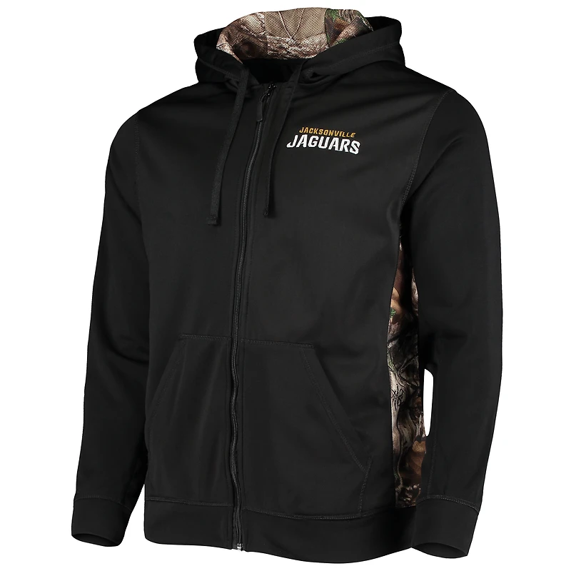 Chandail à capuchon entièrement zippé en molleton Tech Fleece pour hommes Dunbrooke Camo Jacksonville Jaguars de Noir/Realtree