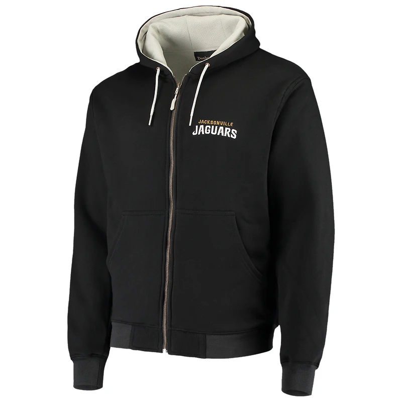 Pull à capuche entièrement zippé Dunbrooke Jacksonville Jaguars Craftsman noir pour homme avec doublure thermique