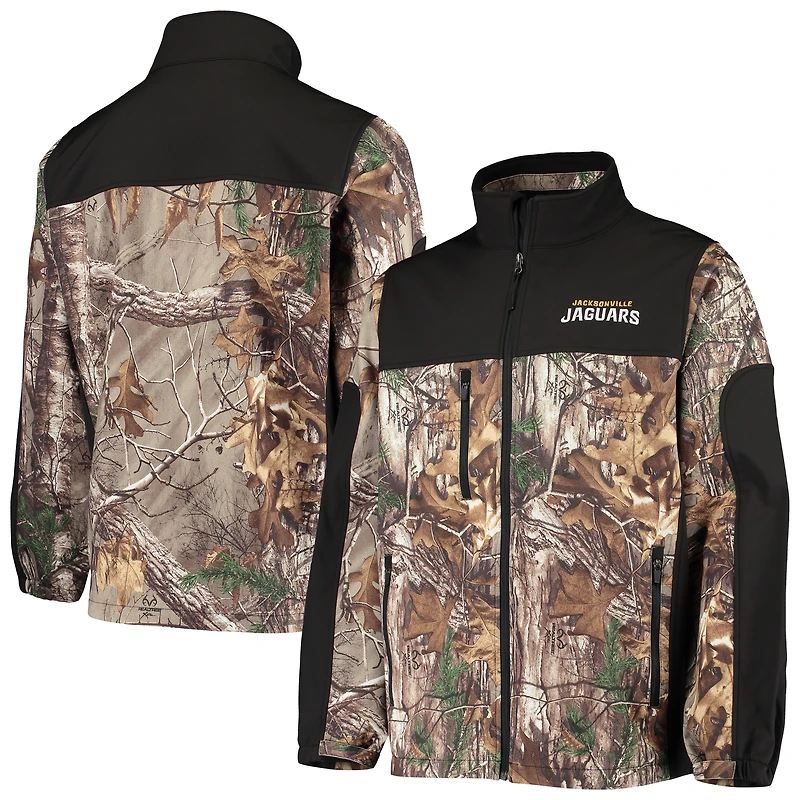 Veste softshell zippée intégrale Dunbrooke Realtree Camo/Noir Jacksonville Jaguars Circle Hunter pour homme