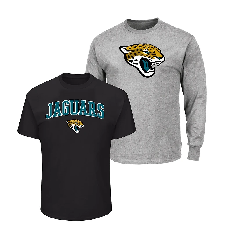 Men's Fanatics  Black/Heather Gray Jacksonville Jaguars Big & Tall 2-Pack T-Shirt Set