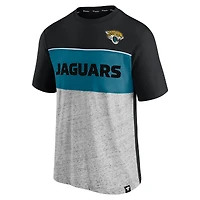 Men's Fanatics Black/Heathered Gray Jacksonville Jaguars Colorblock T-Shirt