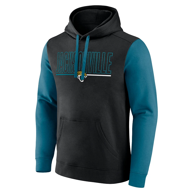Men's Fanatics Black/Teal Jacksonville Jaguars Outline Pullover Hoodie