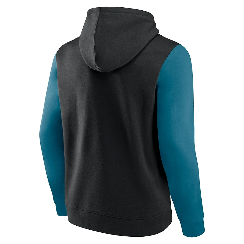 Men's Fanatics Black/Teal Jacksonville Jaguars Outline Pullover Hoodie